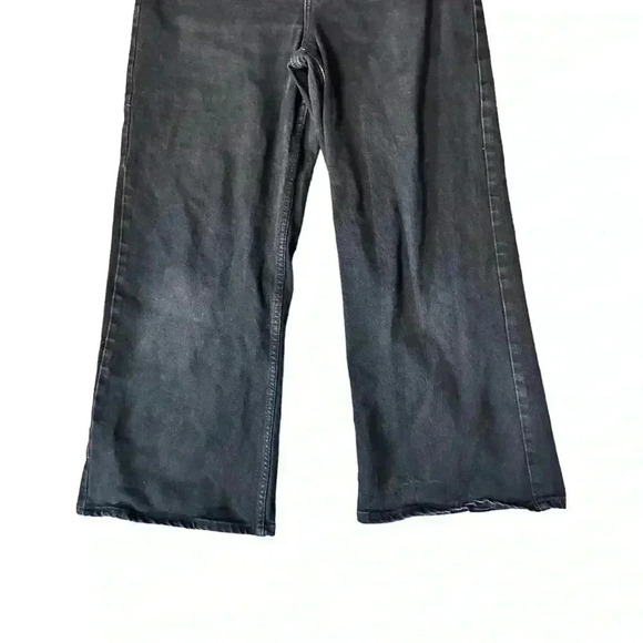 MNG Mango Size 6 Faded Black Cotton Denim High Rise Wide Leg Jeans - Picture 3 of 6